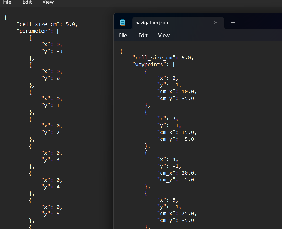 Simulation JSON output for SolarBot